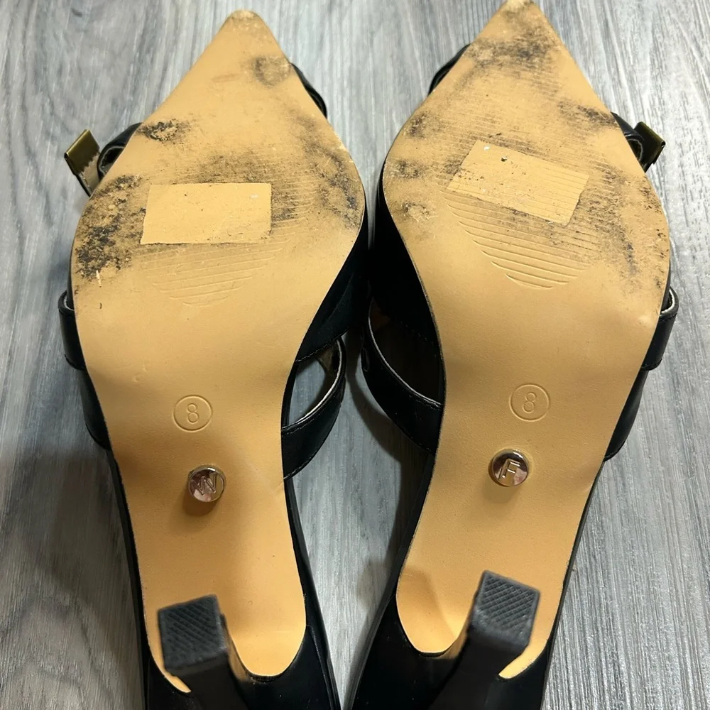 Women's White Fox Black Heels